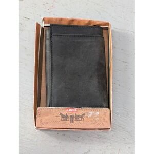 Levis Mens Black Leather Trifold Wallet Vintage Style 4504 New Old Stock